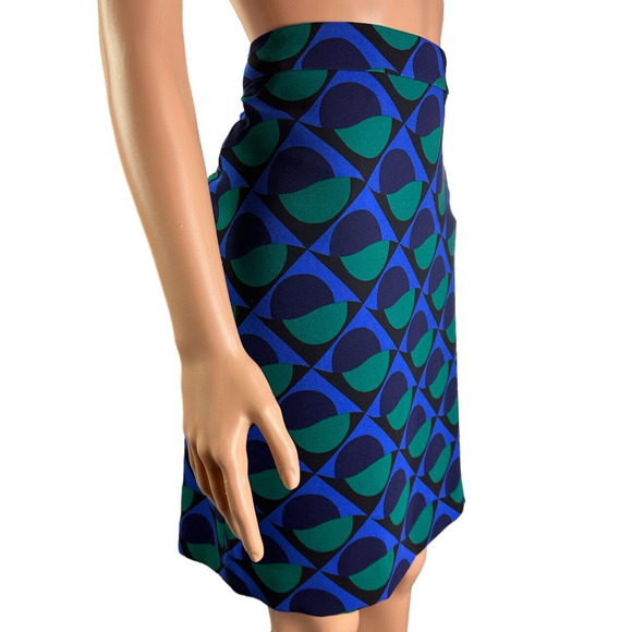 Marc by Marc Jacobs Skirt Green Blue Geometric Print Straight Skirt Size 8 NWT - Picture 2 of 7
